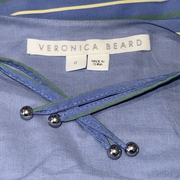 New VERONICA BEARD Teagan Striped Ruched Midi Dress Size 0 - Picture 14 of 16